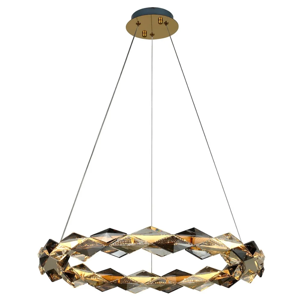 Pendente Bella Argyle Dourado e Transparente 24 watts 3000K Ø600x60mm ARG1PD01DR060