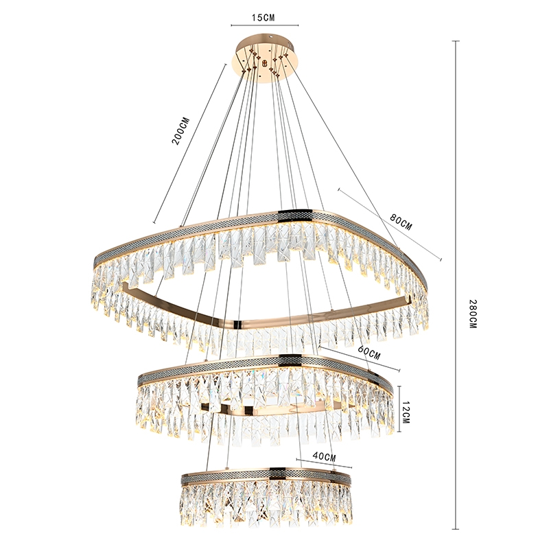 Pendente Nordecor Stenna 88 watts 3000K Ouro Brilho Ø400/600/800mm 2897