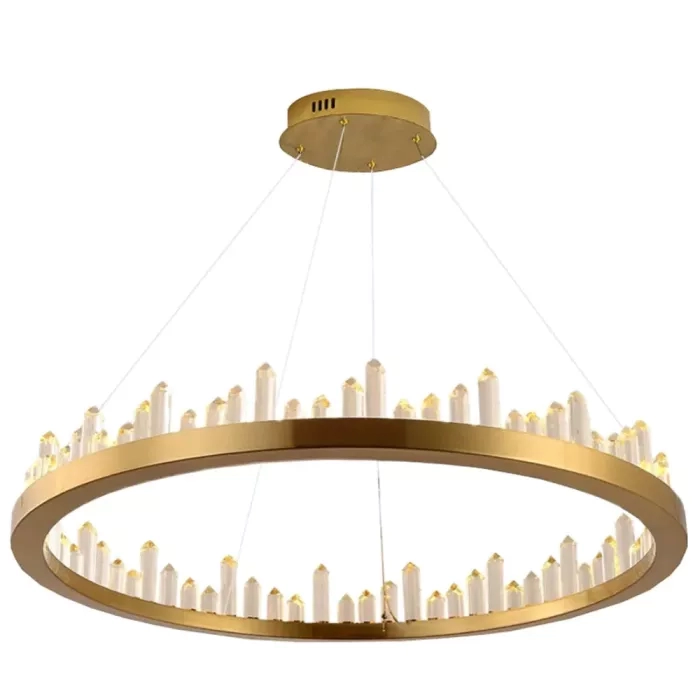 Pendente Bella Roca Cristal e Metal Dourado 36 watts 3000K Ø800x110mm BC003G