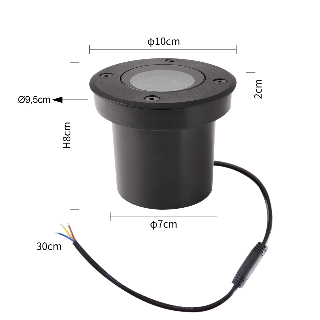 Embutido de Solo Nordecor Venna 10 watts 2700K 24V IRC97 12° IP67 Preto Ø100x80mm 6619