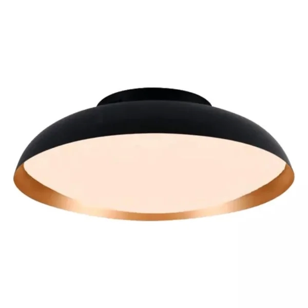 Plafon Bella Bowl Preto e Dourado 18 watts 3000K Ø420x130mm BOW1PS01PT042