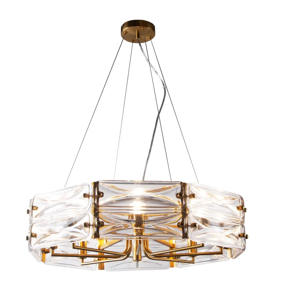 Pendente Bella Aria Cristal Dourado e Transparente 8L E14 Ø680x160mm ARI1PD01TR10