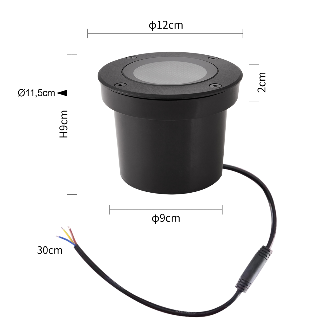Embutido de Solo Nordecor Venna 15 watts 2700K 24V IRC97 12° IP67 Preto Ø120x90mm 6620