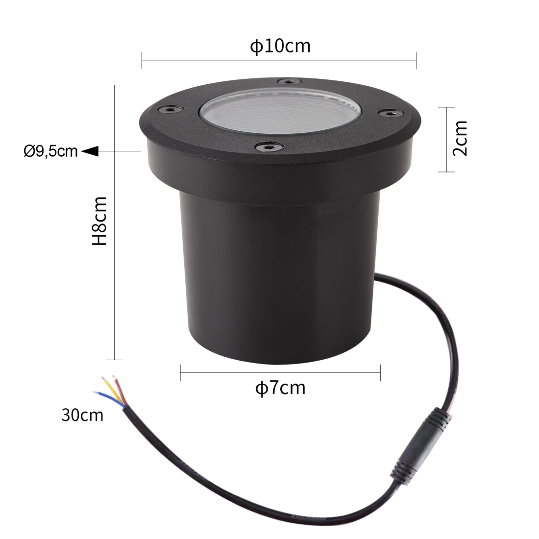 Embutido de Solo Nordecor Venna 10 watts 2700K 24V IRC97 24° IP67 Preto Ø100x95mm 6623