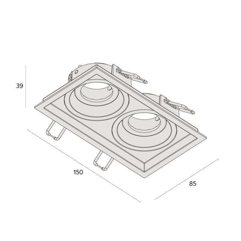 Embutido Interlight Micro Borda Recuado 2L Mini Dicroica MR11 85x150x39mm IL 47012-GZ