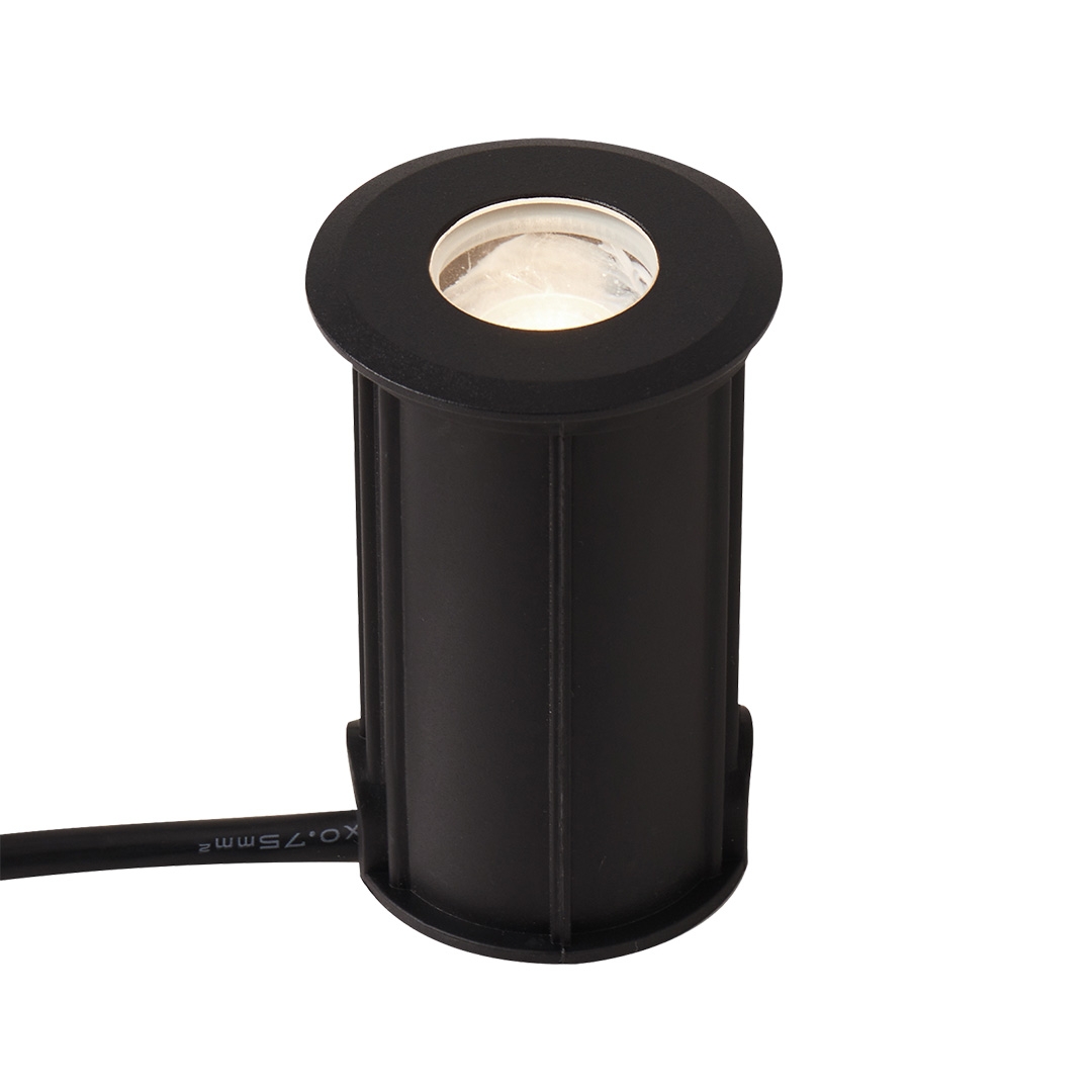 Embutido de Solo Nordecor Mies 2 watts 2700K 24V IRC97 24° IP67 Preto Ø52x80mm 6617