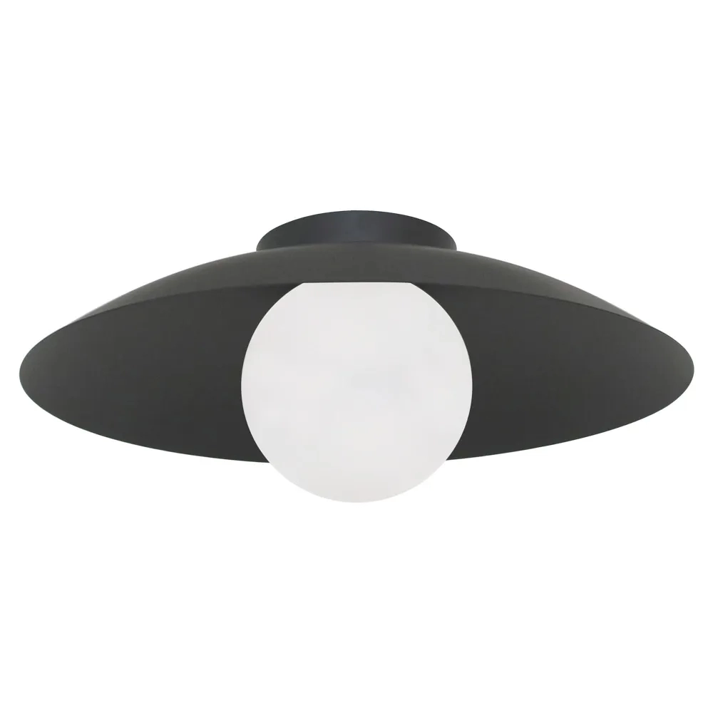 Plafon Bella Cuia Preto e Opalino 1L G9 Ø500x205mm CUI1PS01PT050
