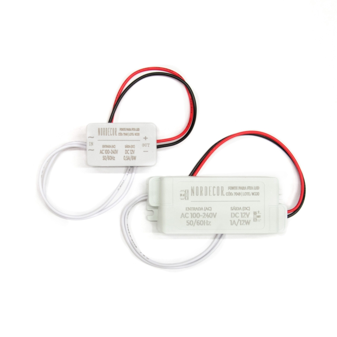 Fonte 12V Mini Slim Nordecor 1A 12 watts 80x30x20mm 7049
