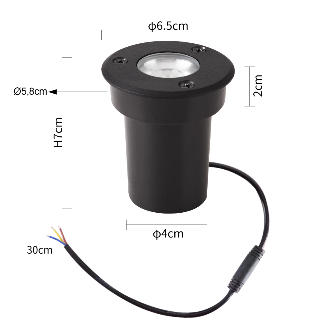 Embutido de Solo Nordecor Venna 5 watts 2700K 24V IRC97 12° IP67 Preto Ø65x58mm 6618