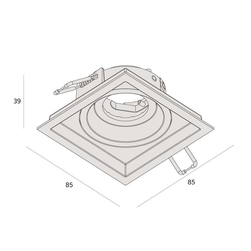 Embutido Interlight Micro Borda Recuado 1L Mini Dicroica MR11 85x85x39mm IL 47011-GZ