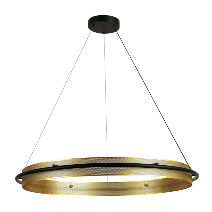 Pendente Bella Dollage Metal e Acrílico Dourado e Preto 36 watts 3000K Ø800x70mm DOL1PD01PT080