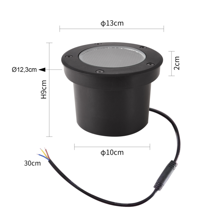 Embutido de Solo Nordecor Venna 20 watts 2700K 24V IRC97 24° IP67 Preto Ø130x90mm 6625