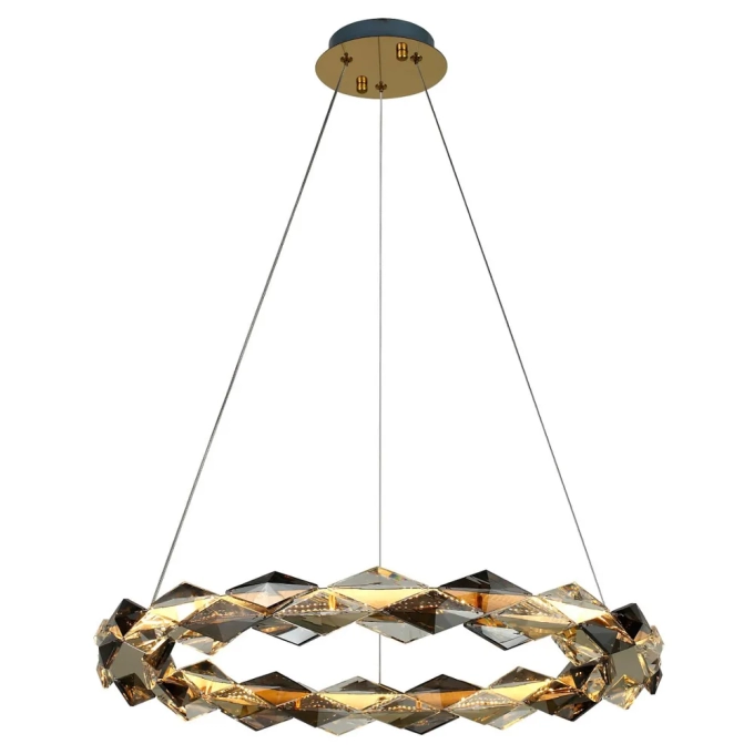 Pendente Bella Argyle Dourado e Transparente 24 watts 3000K Ø600x60mm ARG1PD01DR060