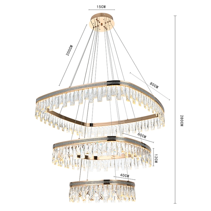 Pendente Nordecor Stenna 88 watts 3000K Ouro Brilho Ø400/600/800mm 2897
