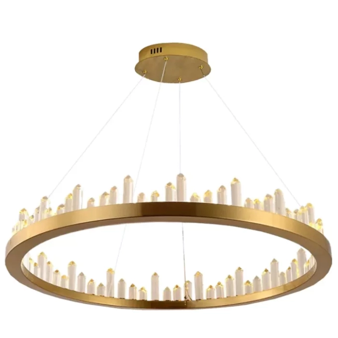 Pendente Bella Roca Cristal e Metal Dourado 36 watts 3000K Ø800x110mm BC003G
