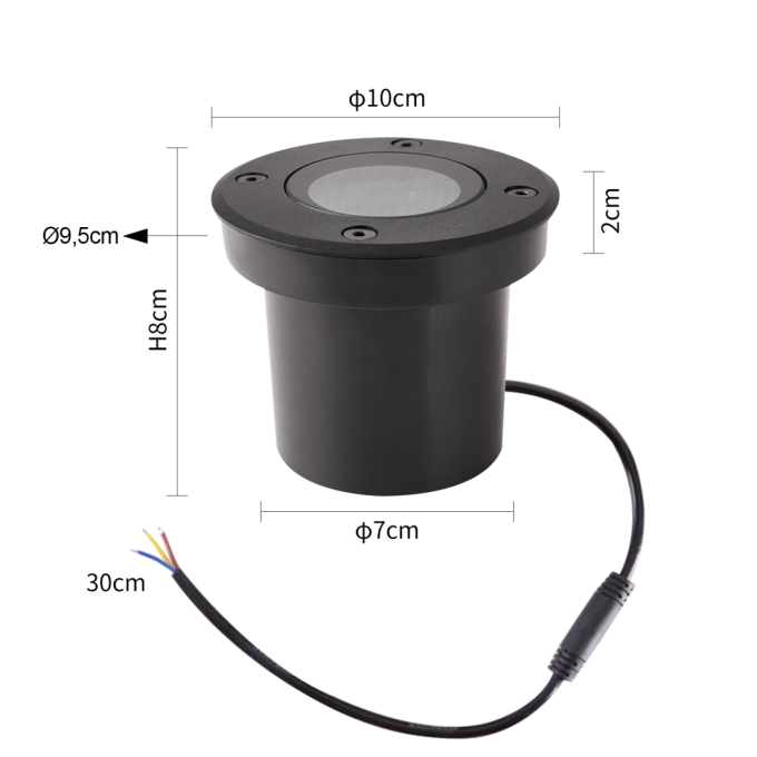 Embutido de Solo Nordecor Venna 10 watts 2700K 24V IRC97 12° IP67 Preto Ø100x80mm 6619