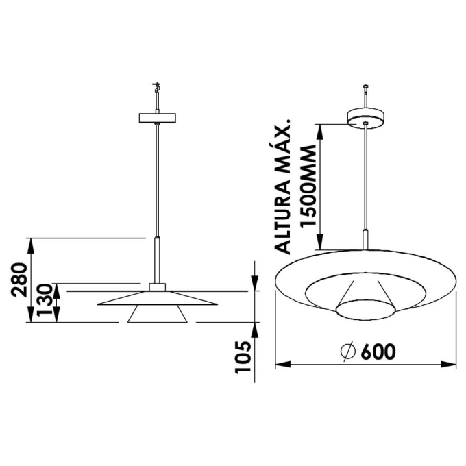 Pendente Newline Plié 7 watts 2700K Ø600x105mm Bivolt PD02039LED27