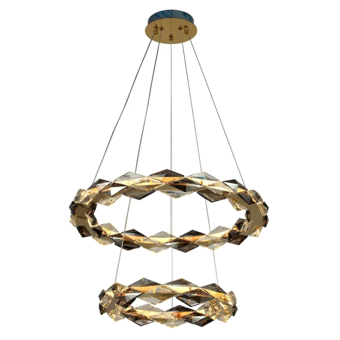 Pendente Bella Argyle Dourado e Transparente 45 watts 3000K Ø600x60mm ARG2PD01DR060