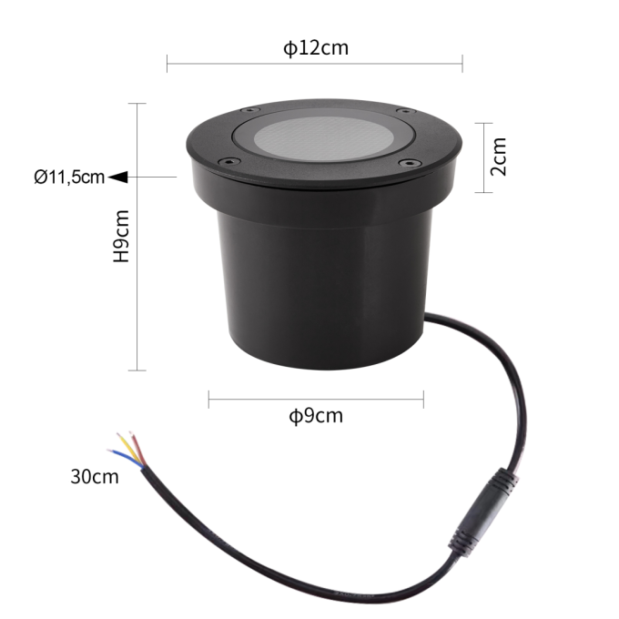 Embutido de Solo Nordecor Venna 15 watts 2700K 24V IRC97 12° IP67 Preto Ø120x90mm 6620