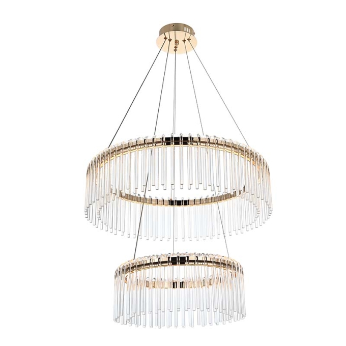 Pendente Nordecor Gouli 52 watts 2700K Ouro Brilho Ø400/600mm 2891