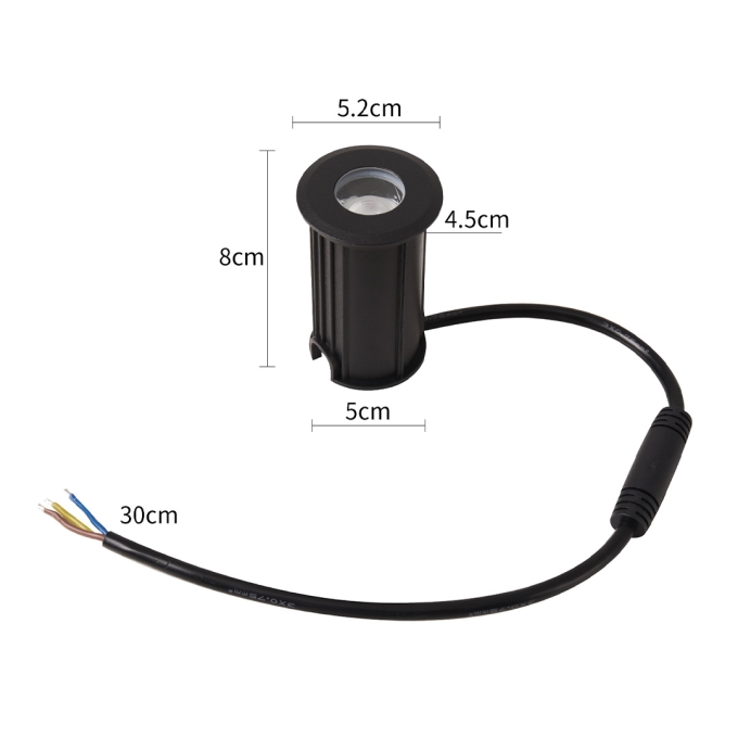 Embutido de Solo Nordecor Mies 2 watts 2700K 24V IRC97 24° IP67 Preto Ø52x80mm 6617