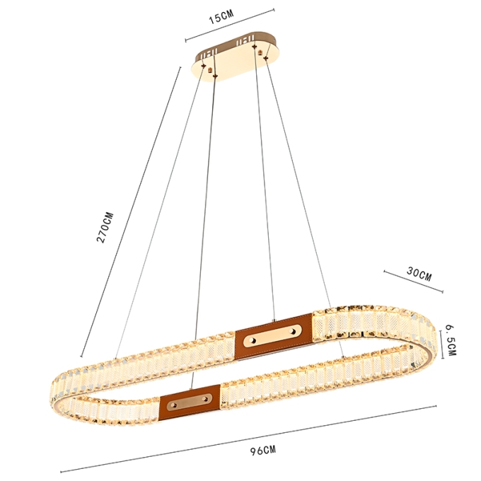 Pendente Nordecor Gulty 40 watts 3000K Ouro Brilho 300x960mm 2900