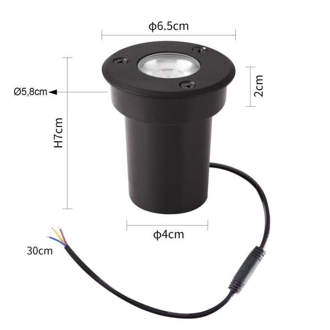 Embutido de Solo Nordecor Venna 5 watts 2700K 24V IRC97 12° IP67 Preto Ø65x58mm 6618