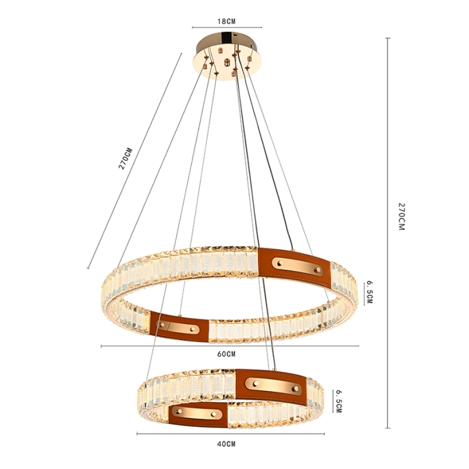Pendente Nordecor Gulty 51 watts 3000K Ouro Brilho Ø400/600mm 2898