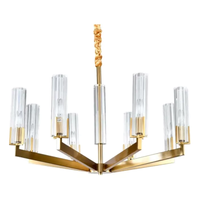 Pendente Bella Castel Latão Dourado e Vidro Transparente 8L E14 Ø800x450mm CAS1PD01DR10