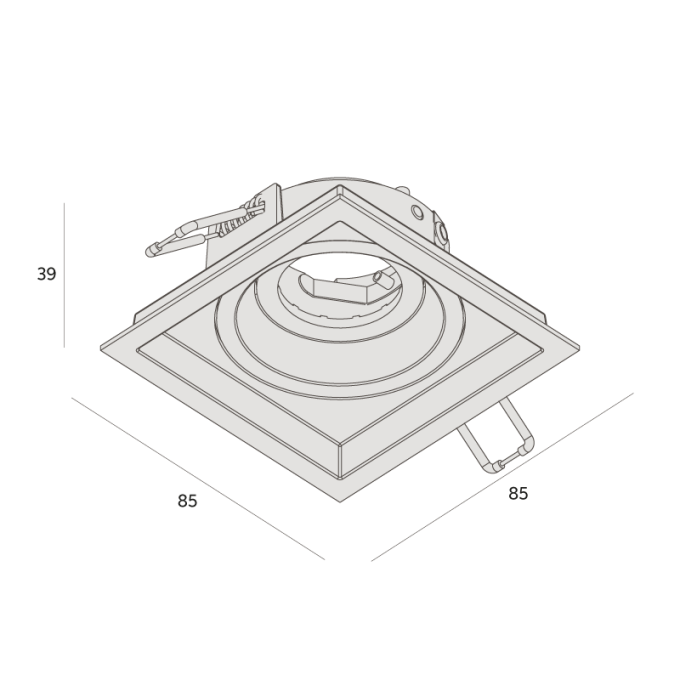 Embutido Interlight Micro Borda Recuado 1L Mini Dicroica MR11 85x85x39mm IL 47011-GZ
