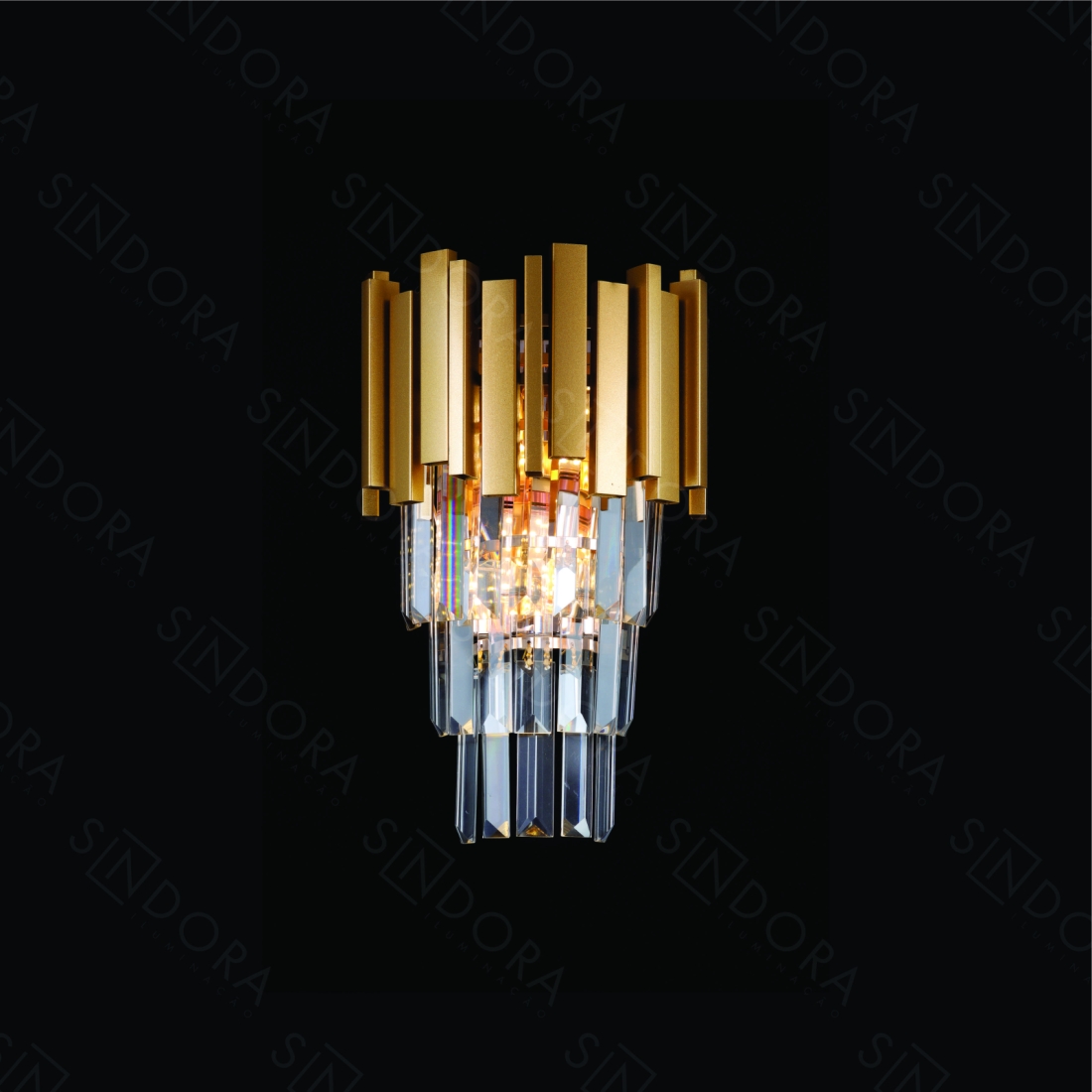 Arandela Sindora Metal e Cristal Dourado e Transparente 2L E14 Ø260X330mm DCB06614
