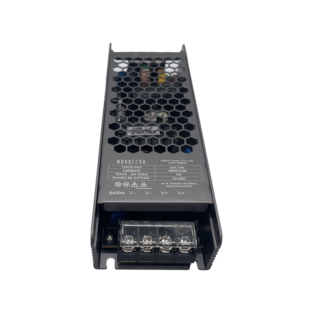 Fonte 12V Nordecor Nord 12,5A 150 watts Bivolt IP20 190x60x30mm 7289