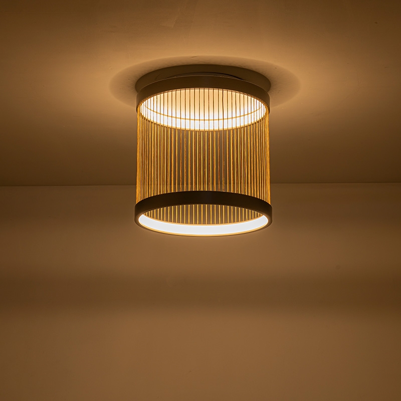 Plafon Nordecor Beys 40 watts 3000K Cinza e Dourado Ø410mm 2938