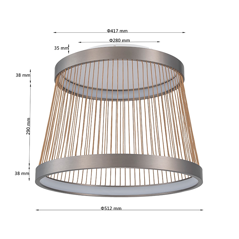 Plafon Nordecor Beys 46 watts 3000K Cinza e Dourado Ø510mm 2939