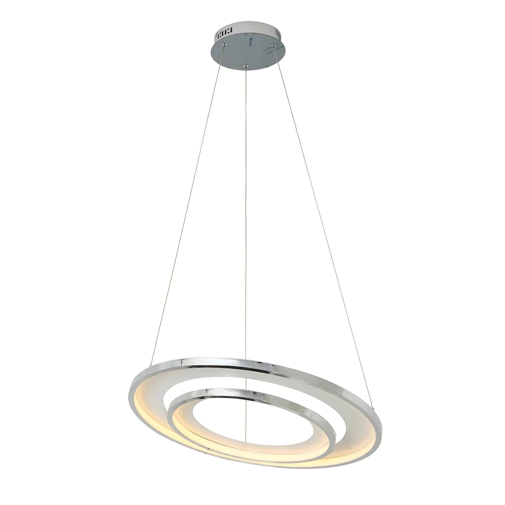Pendente Bella Loop Metal Cromado e Branco 48 watts 3000K 620x20mm HM009CR