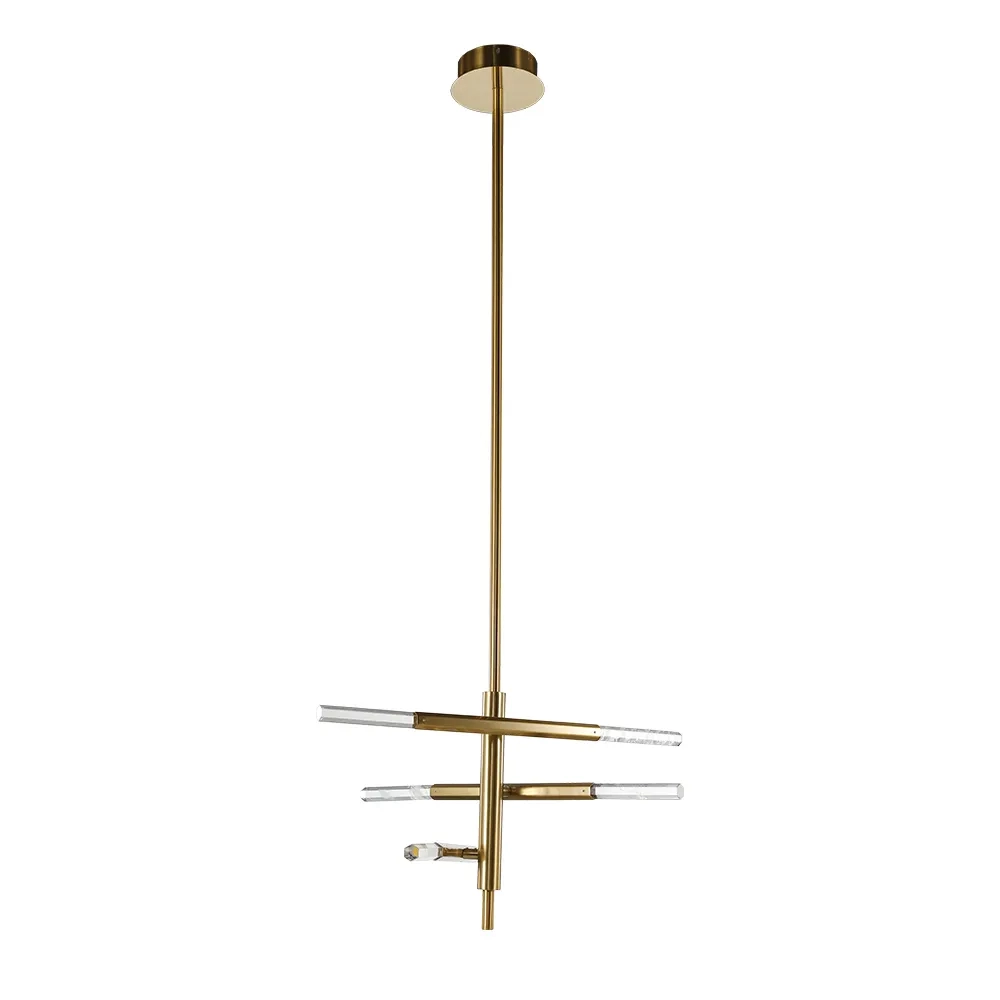 Pendente Bella Pétra Metal e Cristal Dourado e Transparente 18 watts 3000K Ø540x310mm OC009