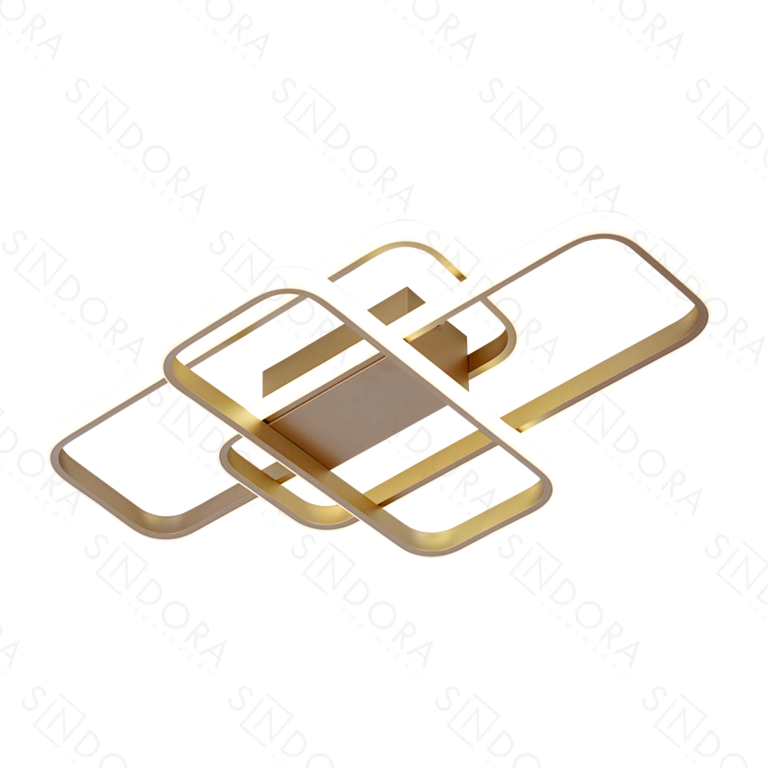 Plafon Sindora Alumínio e Silicone Dourado 78 watts 3000K/4000K/6000K 700x450mm QX05327