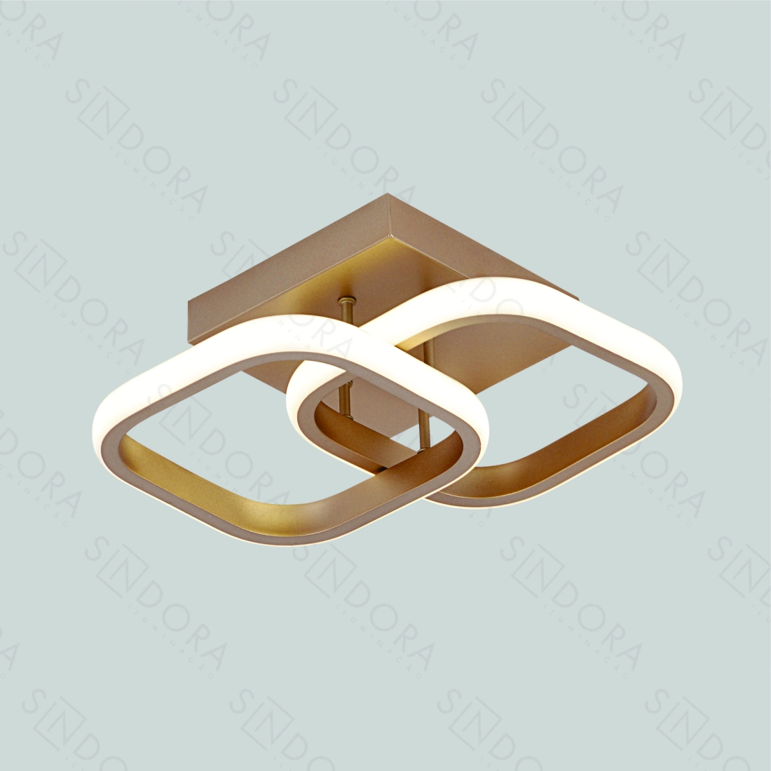Plafon Sindora Alumínio e Silicone Dourado 22 watts 3000K/4000K/6000K 240x220mm QX05324