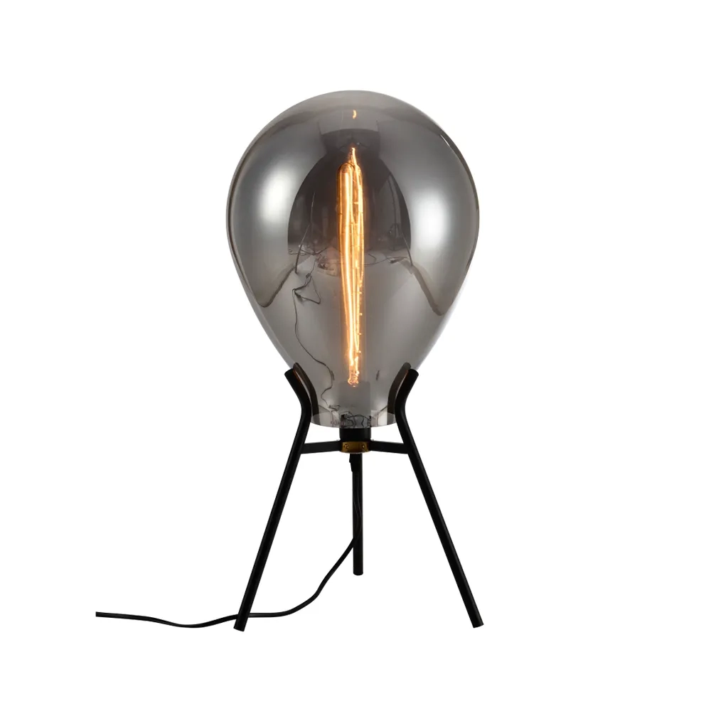 Abajur Bella Caju Metal Preto e Vidro 1L E27 Ø300x580mm RZ003