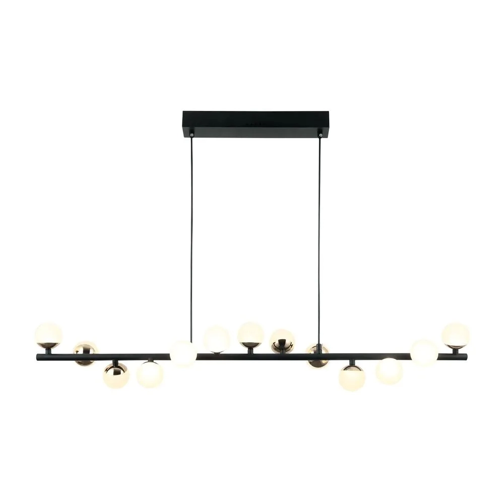 Pendente Bella Fuxico Metal Preto Dourado e Branco 30 watts 3000K 950x170mm JU007