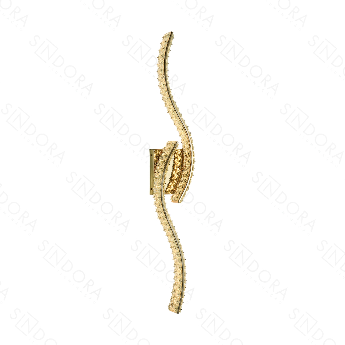 Arandela Sindora Metal Dourado e Cristal 24 watts 3000K Ø140x980mm Bivolt DCB02906