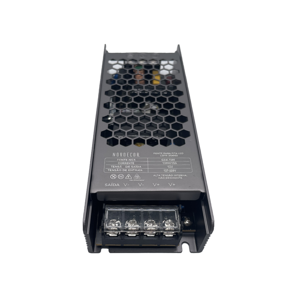 Fonte 12V Nordecor Nord 10A 120 watts Bivolt IP20 170x60x30mm 7288