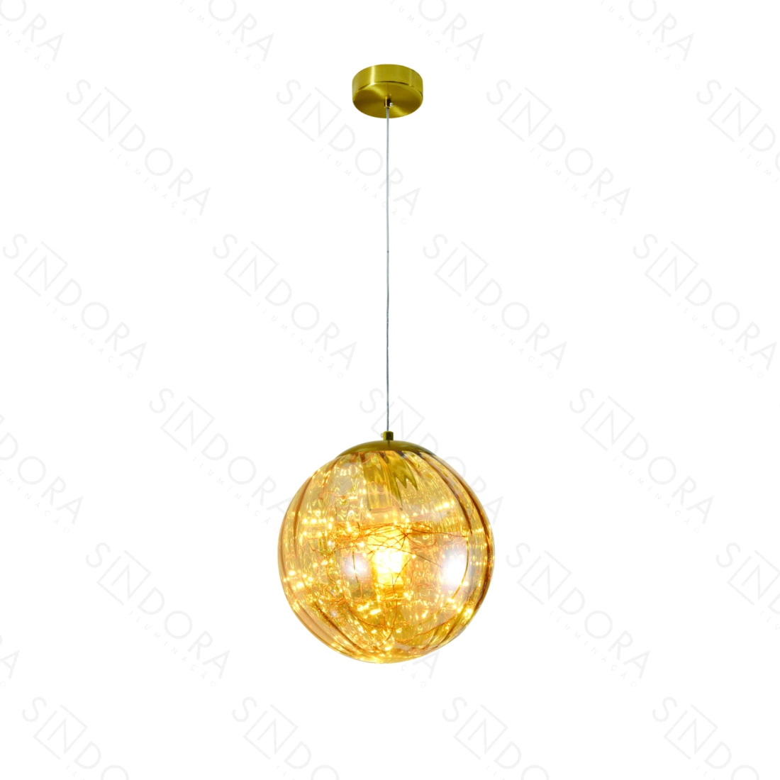 Pendente Sindora Metal Bronze e Vidro Âmbar 1L E27 Ø200mm DCD04140