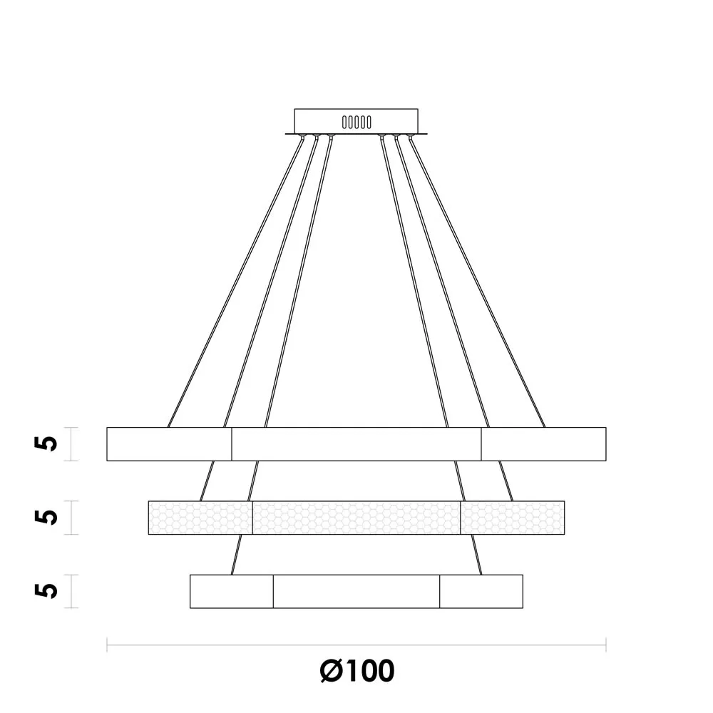 Pendente Bella Hex Metal Dourado e Acrílico Transparente 12 watts 3000K Ø1000x40mm GD017