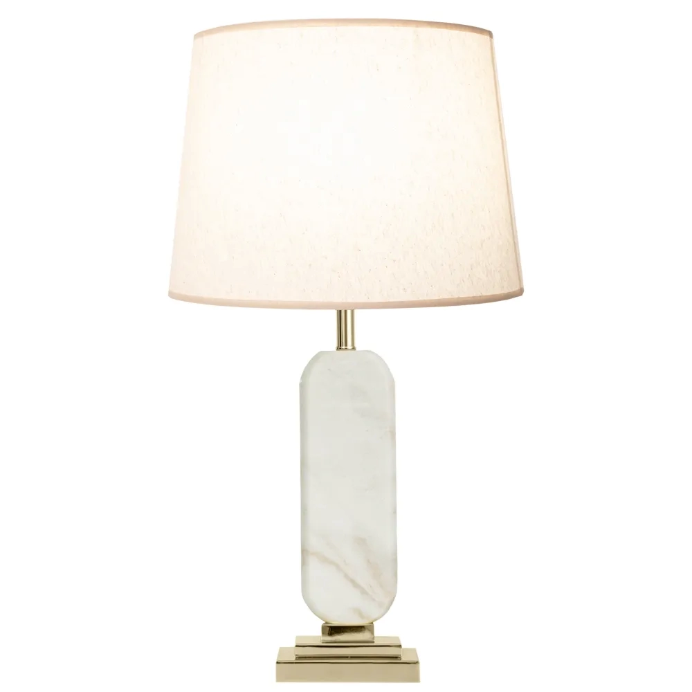 Base p/ Abajur Bella Pietá Metal Dourado e Mármore Branco 1L E27 160x10x50mm GL023WG (Sem Cúpula)
