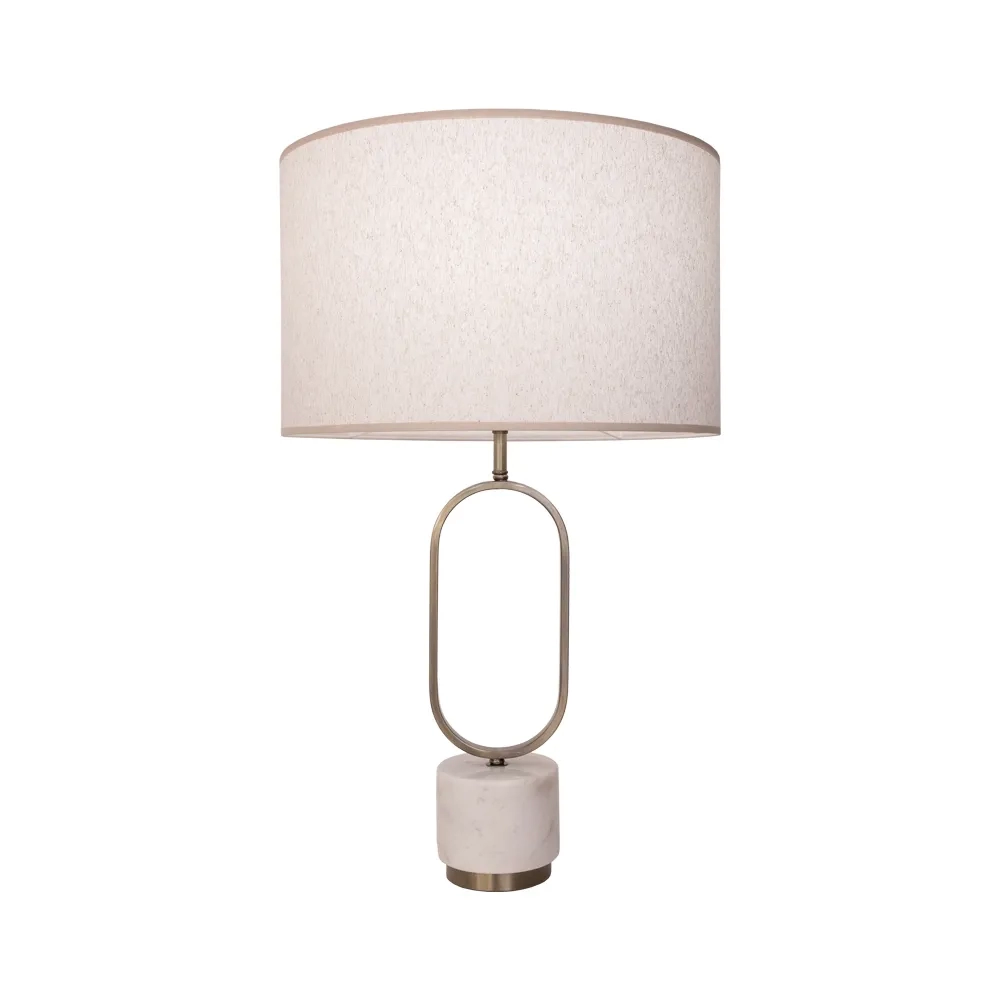 Base p/ Abajur Bella Ovale Metal e Mármore Bronze e Branco 1L E27 Ø160x140x560mm GL019G (Sem Cúpula)