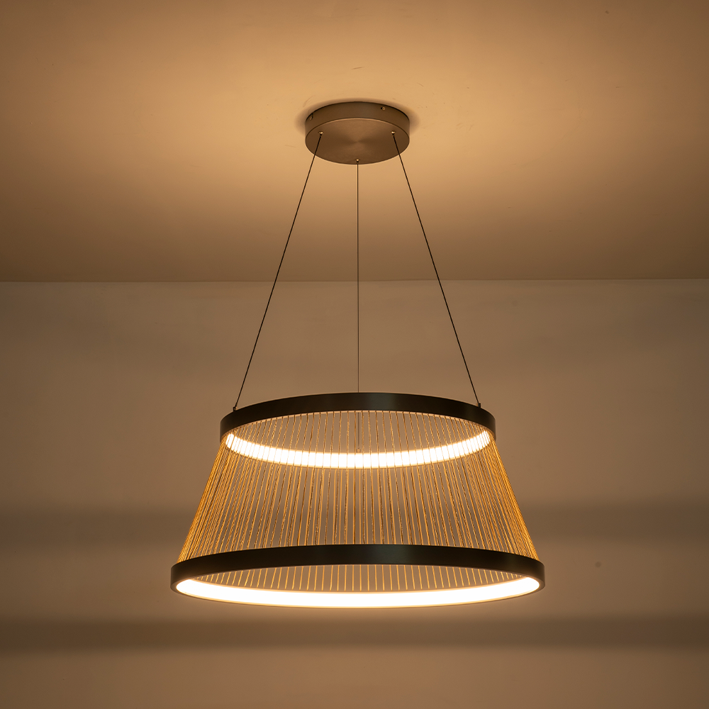 Pendente Nordecor Beys 70 watts 3000K Cinza e Dourado Ø800mm 2942