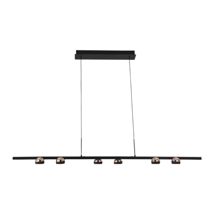 Pendente Bella Oto Preto e Rose Gold 30 watts 3000K 1400x100x60mm KW006