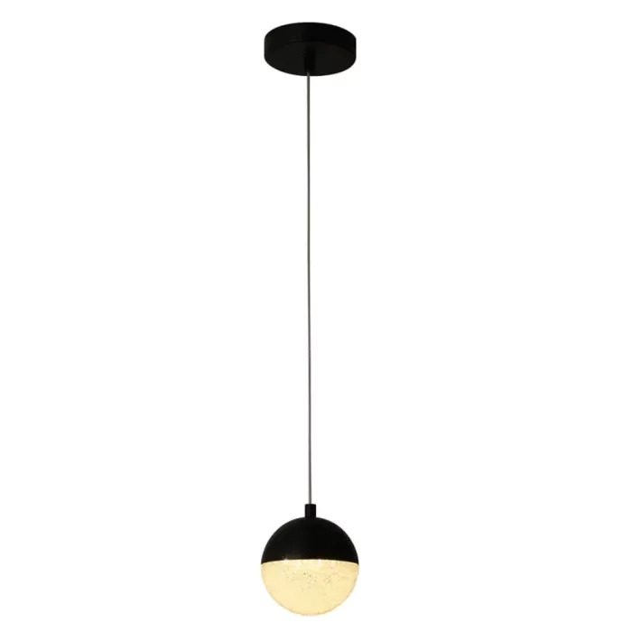 Pendente Bella Media Luna Preto e Transparente 6 watts 3000K Ø120x135mm HM003B