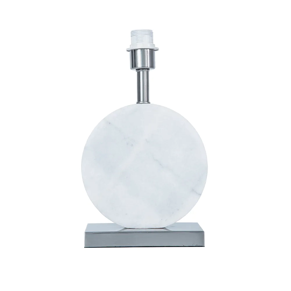 Base p/ Abajur Bella Biagio Metal Níquel e Mármore Branco 1L E27 Ø220x370mm GL016WN (Sem Cúpula)